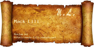 Mack Lili névjegykártya